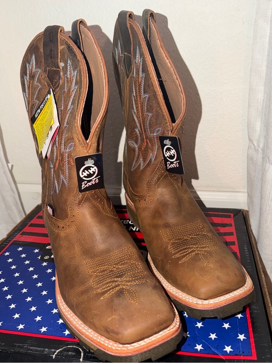 Double H Other - NWT Double H Brown Leather Cowboy Boots with Embroidered Shaft WORKWEAR SOLES